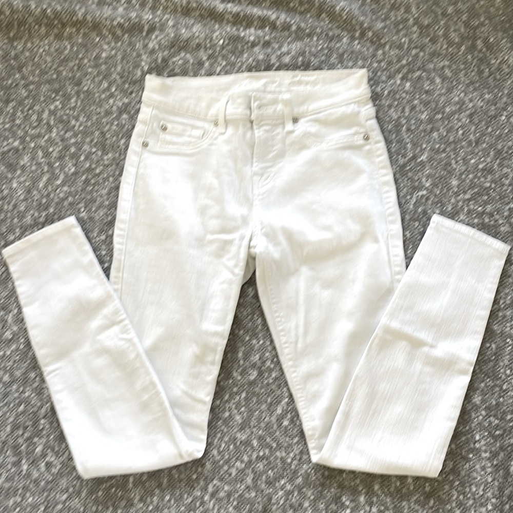 7 for all mankind ankle skinny white jeans